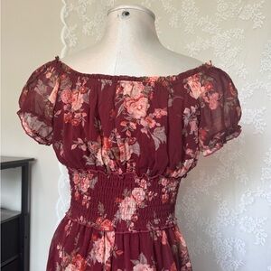Francesca’s Floral Smocked Off-Shoulder Sundress